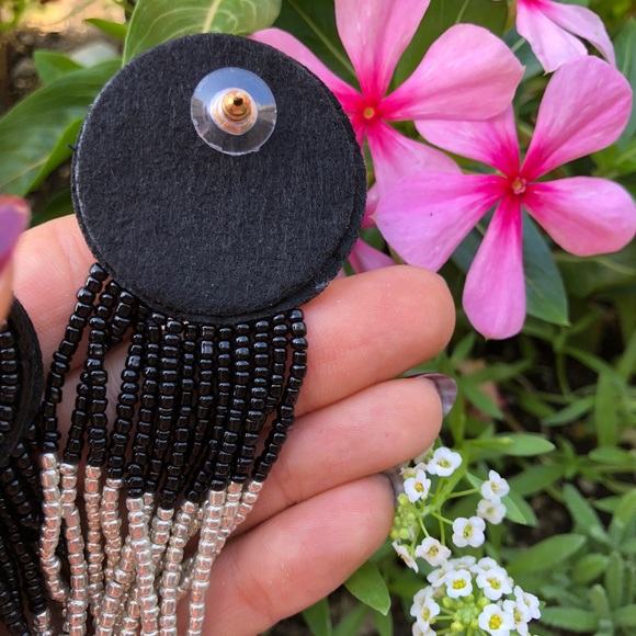 Zara Black Beaded Earrings - Picture 5 of 6